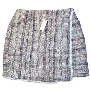 Hutch Anthropologie Women's NWT Size 12 Tweed Mini Skirt Multicolor Fringe Hem